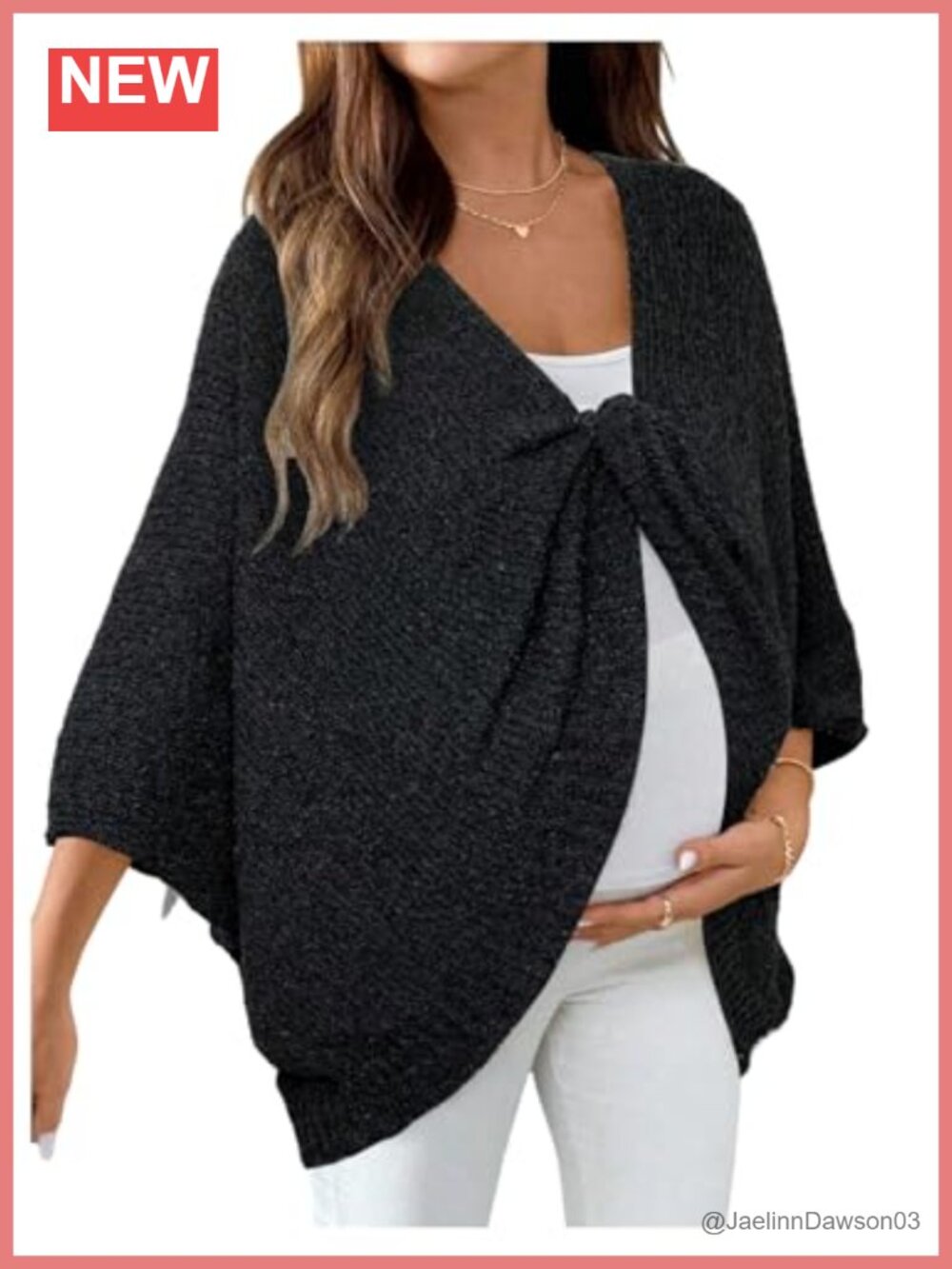 Women's Maternity Twist Front Sweater Oversized Pregnancy Cardigan